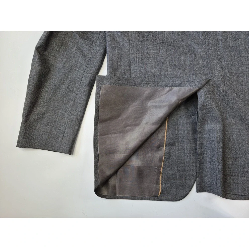 Hart Schaffner Marx Mens Wool Sport Coat 39L Gray Check USA 2 Button Vintage